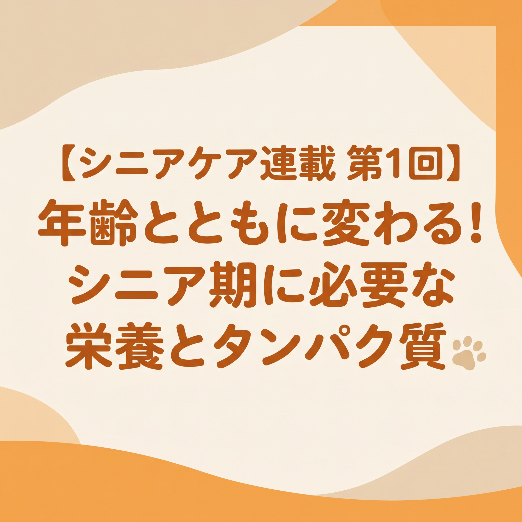 【シニアケア連載 第1回】年齢とともに変わる！シニア期に必要な栄養とタンパク質